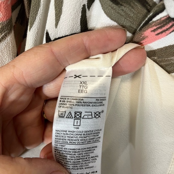 Old Navy Palm Print Faux Cross Over Mini Dress Long Sleeve Plus Size XXL - Picture 8 of 9